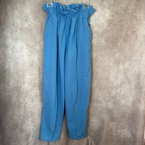 Vintage 90s Bimini Bay Paperbag Waisted Women's Pull On Pants Size Large Lt Blue